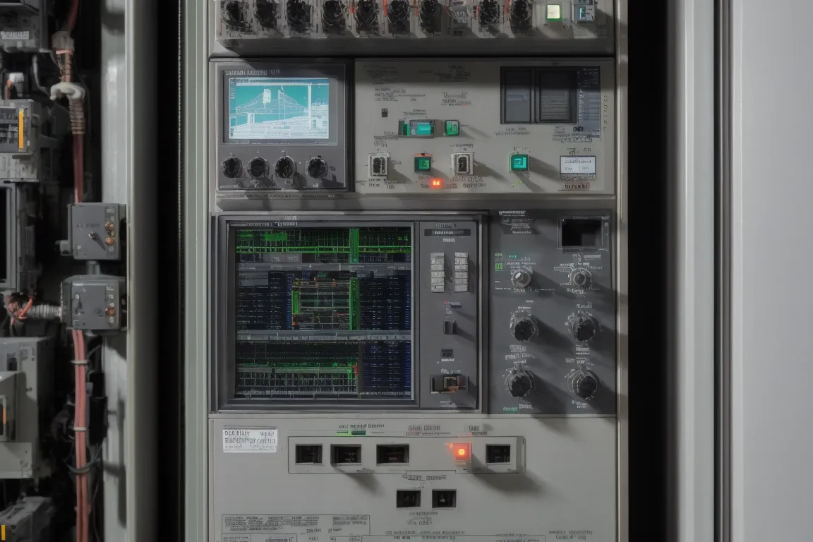 Power quality analyzer displaying waveforms inside an electrical panel